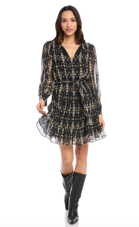 Long Sleeve Tiered Dress Print