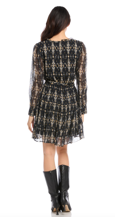 Long Sleeve Tiered Dress Print
