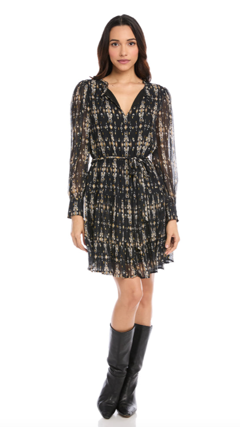 Long Sleeve Tiered Dress Print